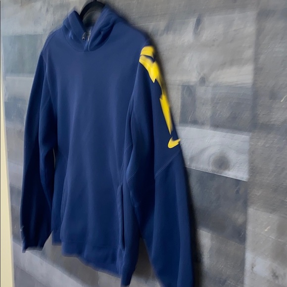 Navy Blue With Yellow Design Hoodie - Picture 2 of 5